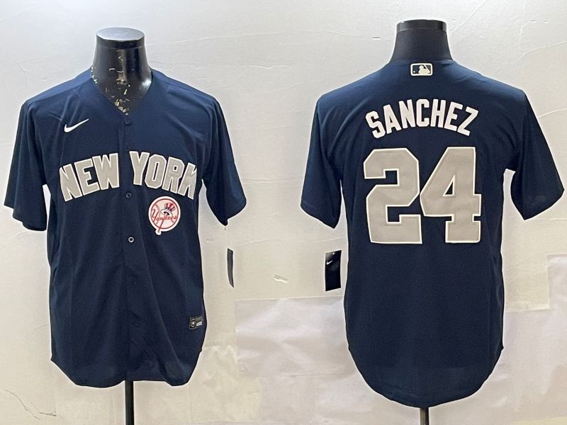 Men New York Yankees 24 Sanchez Blue Game 2025 Nike MLB Jersey style 4